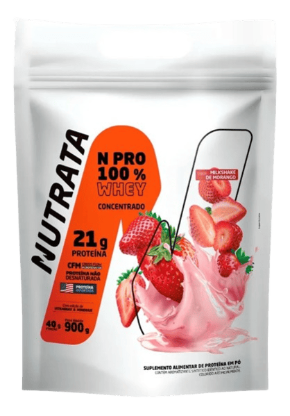 1001975993 100% WHEY N PRO - REFIL 900G - MILKSHAKE DE MORANGO - Imagem 1