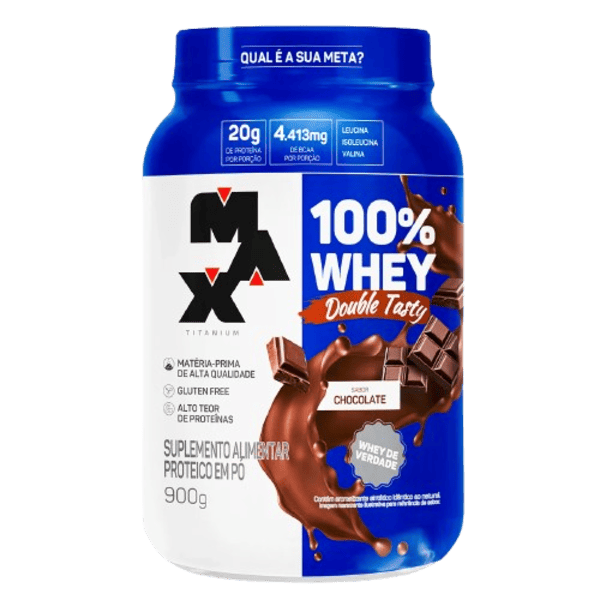 1001978185 100% WHEY DOUBLE TASTY - POTE 900G - CHOCOLATE - Imagem 1
